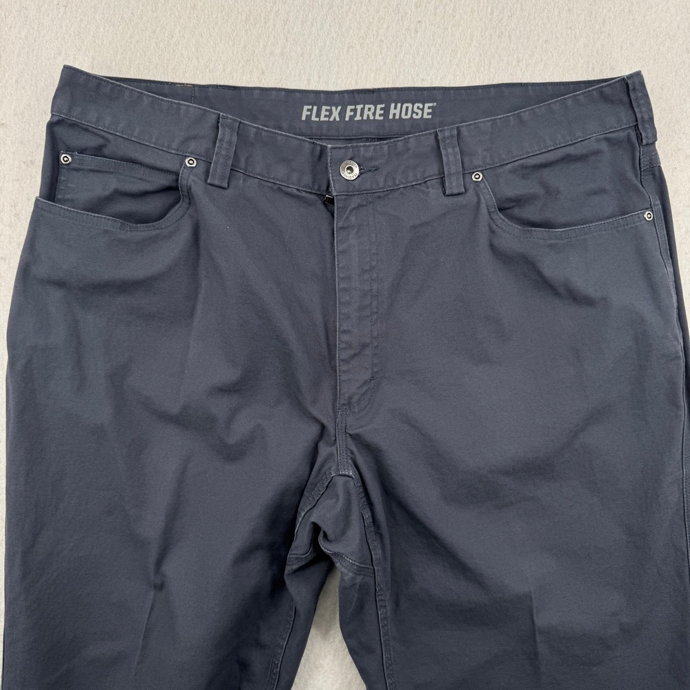 Duluth Trading Co Flex Fire Hose Gray Work Pants Mens 42x34 Straight Leg Utility